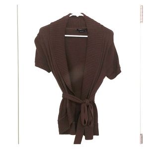 Brown BCBG Short Sleeve Wrap Sweater in Size S